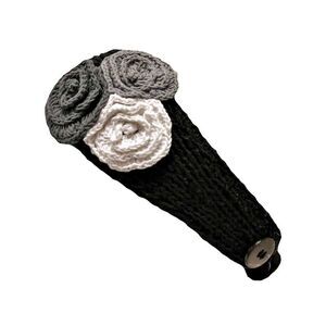 Crochet Headband With Three Knit Flowers